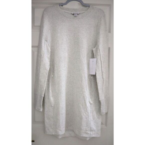 Athleta 659310 Women's Sz L/Tall Fog Gray Heather Coaster Luxe Sweatshirt Dress - Picture 1 of 16